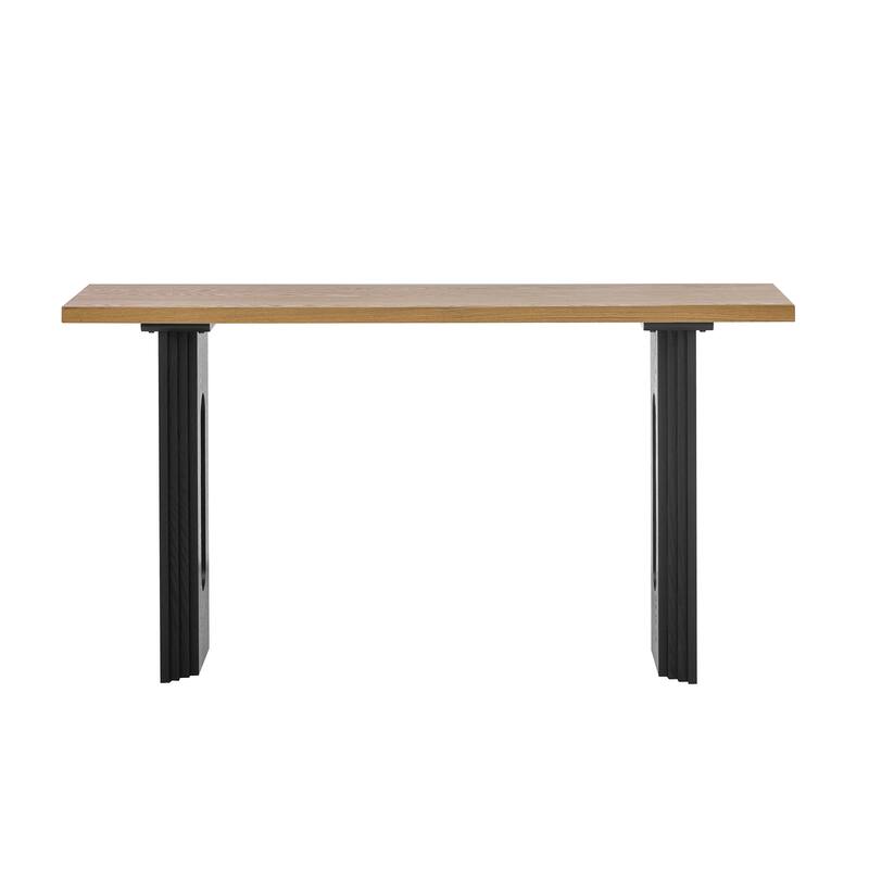 Uniquely Designed Console Table made of Fraxinus Mandschuric Solid Wood Veneer,with Distinctive Round Hollow Legs