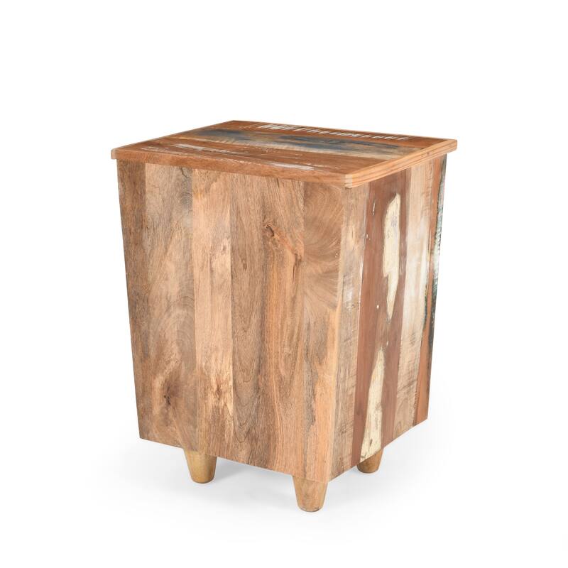 End Table Recycled Wood Nightstand, Side Table With 3 Drawers