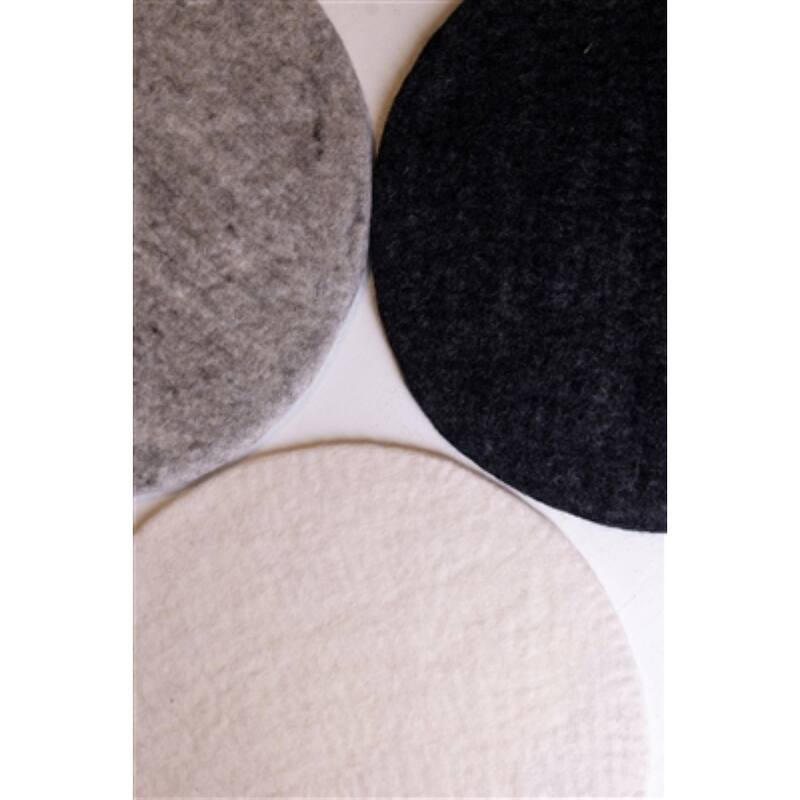 Round Solid Wool Placemat - 13.5" - Black