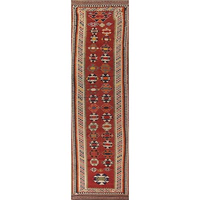 Kilim Qashqai Masterpiece Persian Antique Runner Rug - 4'8"x 19'6"
