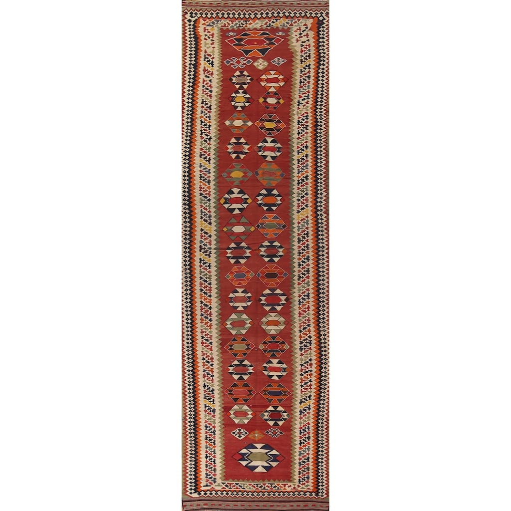 Kilim Qashqai Masterpiece Persian Antique Runner Rug - 4'8"x 19'6"