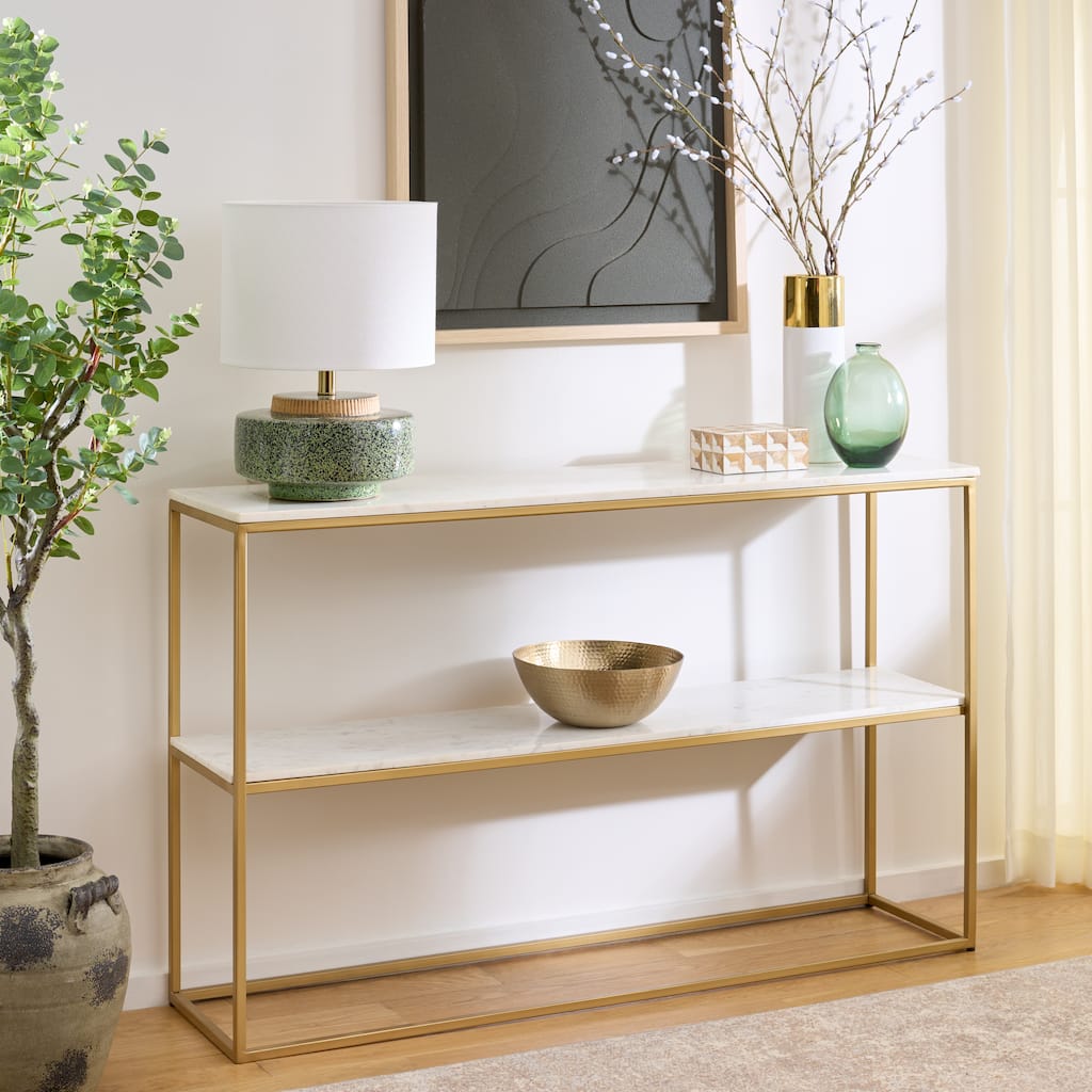 SAFAVIEH Home Kenna Marble Console Table, Fully Assembled - 48"W x 12"D x 30"H