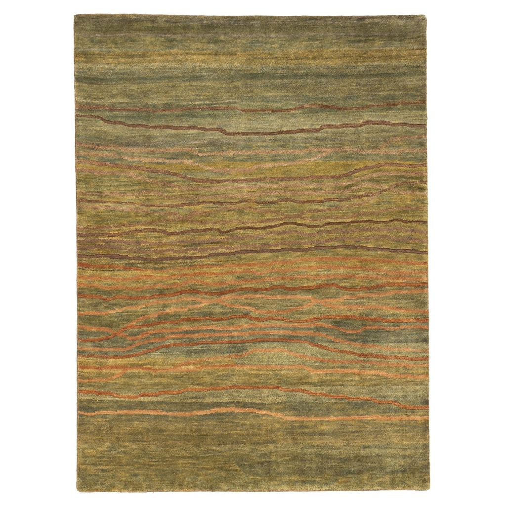 ECARPETGALLERY Hand-knotted Peshawar Ziegler Green Wool Rug - 5'1 x 6'11