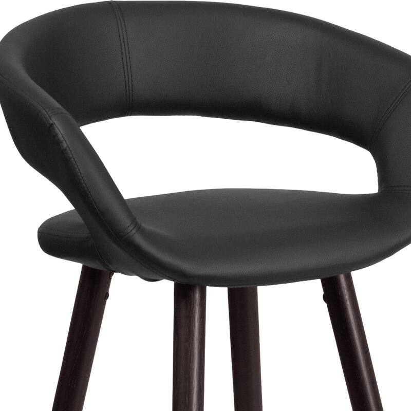 Contemporary Rounded Back Counter Height Stool with Wood Frame - 22"W x 19"D x 33.25"H