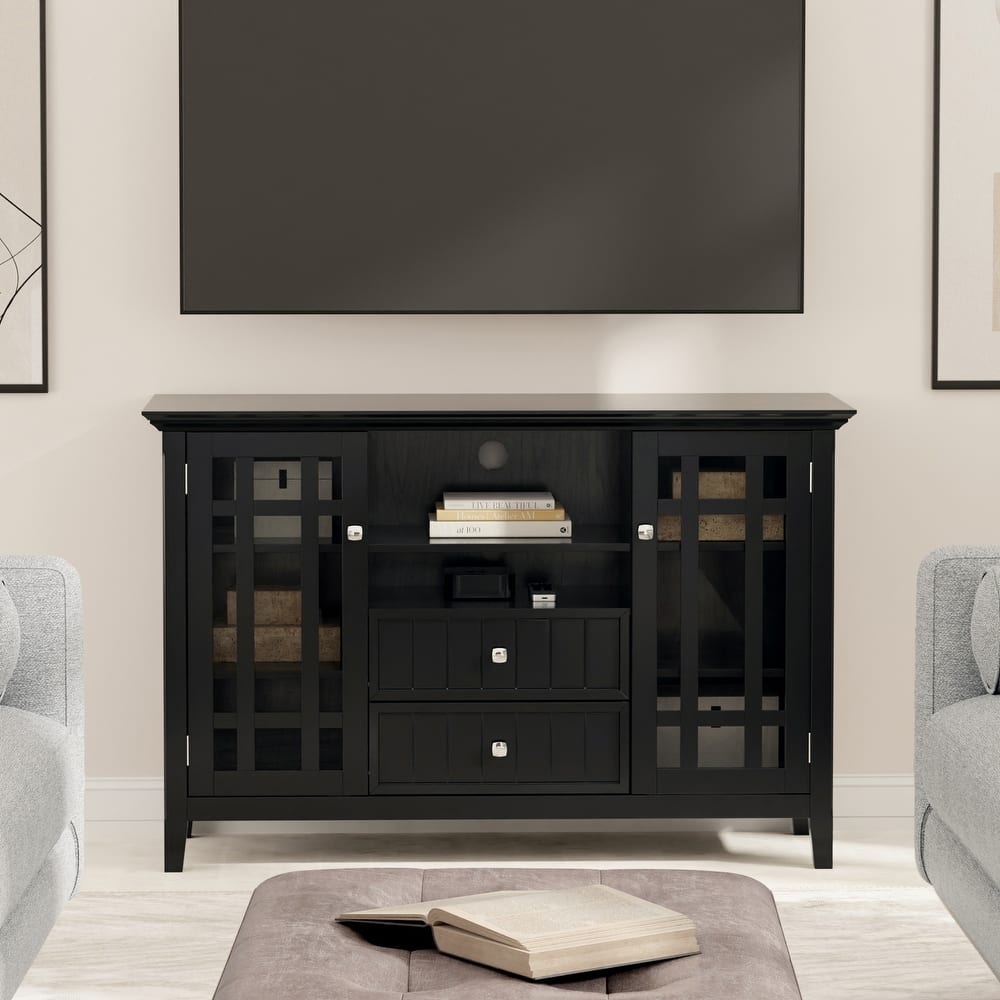 WYNDENHALL Freemont SOLID WOOD 53 inch Wide Transitional TV Media Stand For TVs up to 60 inches - 53"w x 16.5"d x 34.7" h