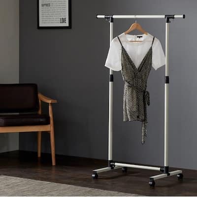 Short Clothing Racks for Hanging Clothes with Bottom Shelves and Wheels Heavy Duty Rolling Clothes Rack Kids Clothing Rack