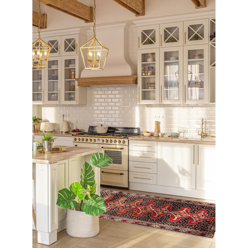 ECARPETGALLERY Hand-knotted Kayseri Red Wool Rug - 2'8 x 10'4