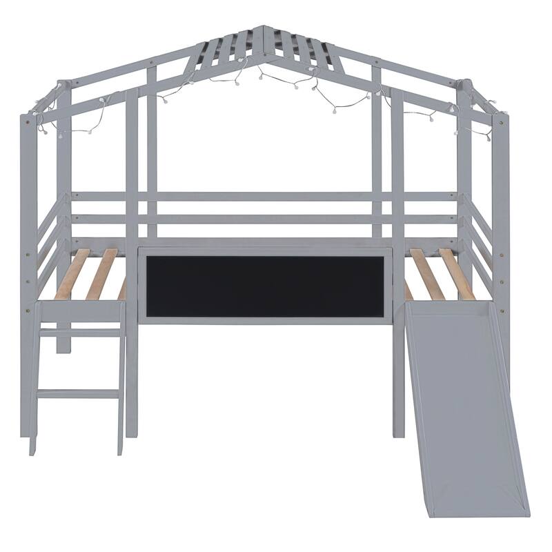 Twin Size Loft Bed with Ladder and Slide