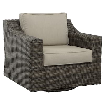 Jarrow Wicker Swivel Lounge Chair, Brown/ Gray