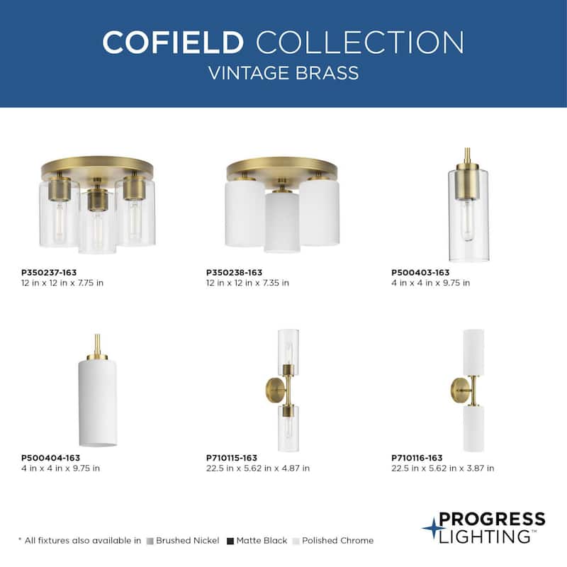 Progress Lighting P350237 Cofield 3 Light 12" Wide Flush Mount Ceiling