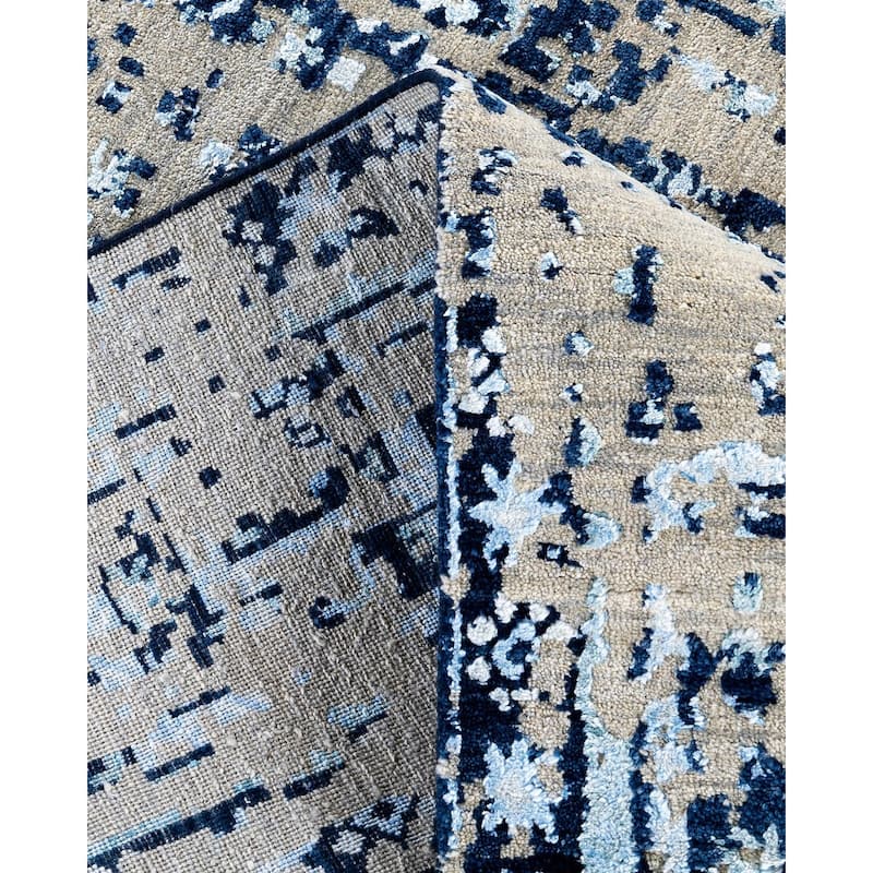 Ikat One-of-a-Kind Handmade Area Rug, Blue - 8' 0" x 10' 2"