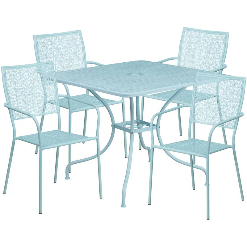 Steel 5-piece 35.5-inch Square Indoor-Outdoor Dining Set