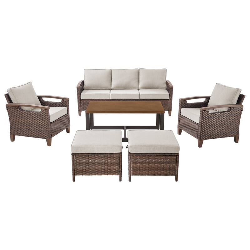 Pocassy Outdoor Brown Wicker Funitre with Cushion Set