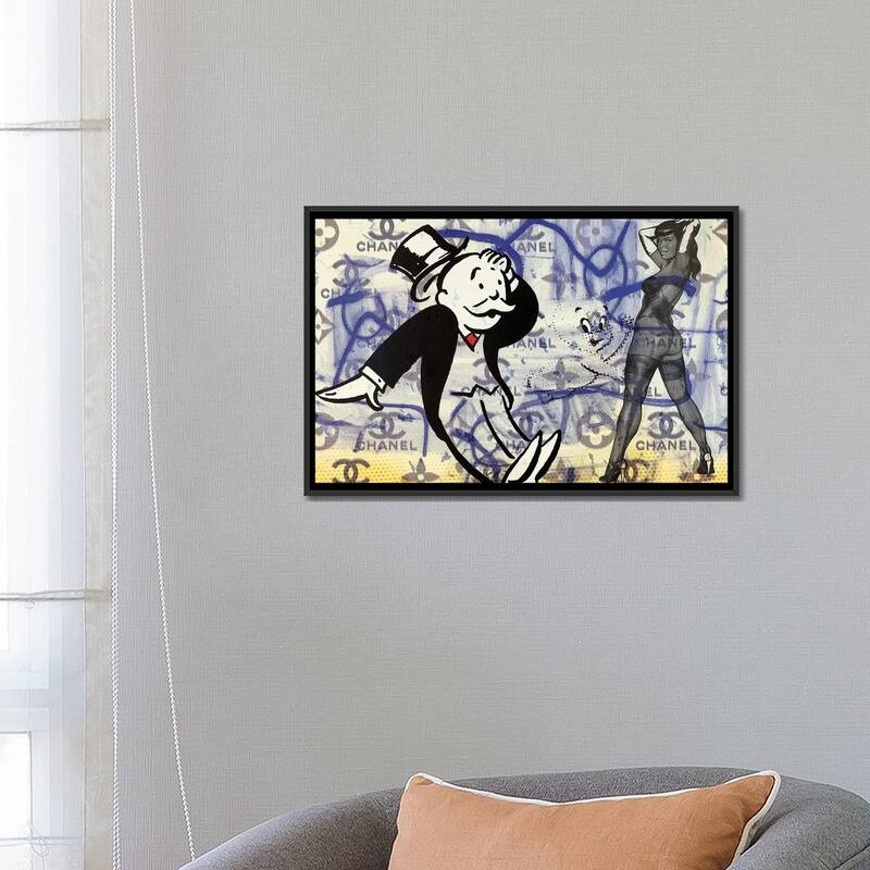 iCanvas "Bettie Page Disaster with Monopoly Man and Casper The Friendly Ghost" by Taylor Smith Framed Canvas Print
