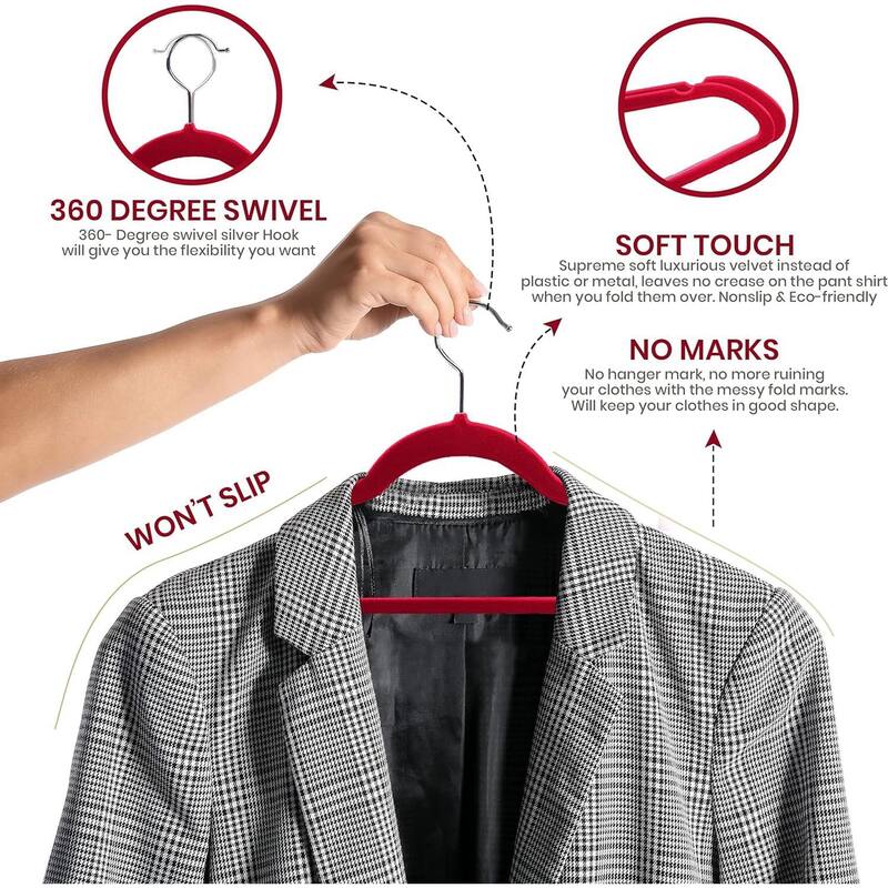 Flocking non-slip plastic hanger velvet thickened clothes rack 50pc