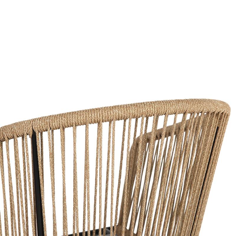 Outdoor Patio Bar Stools w/Armrest,All Weather Rattan Bar Chairs 2 PCS