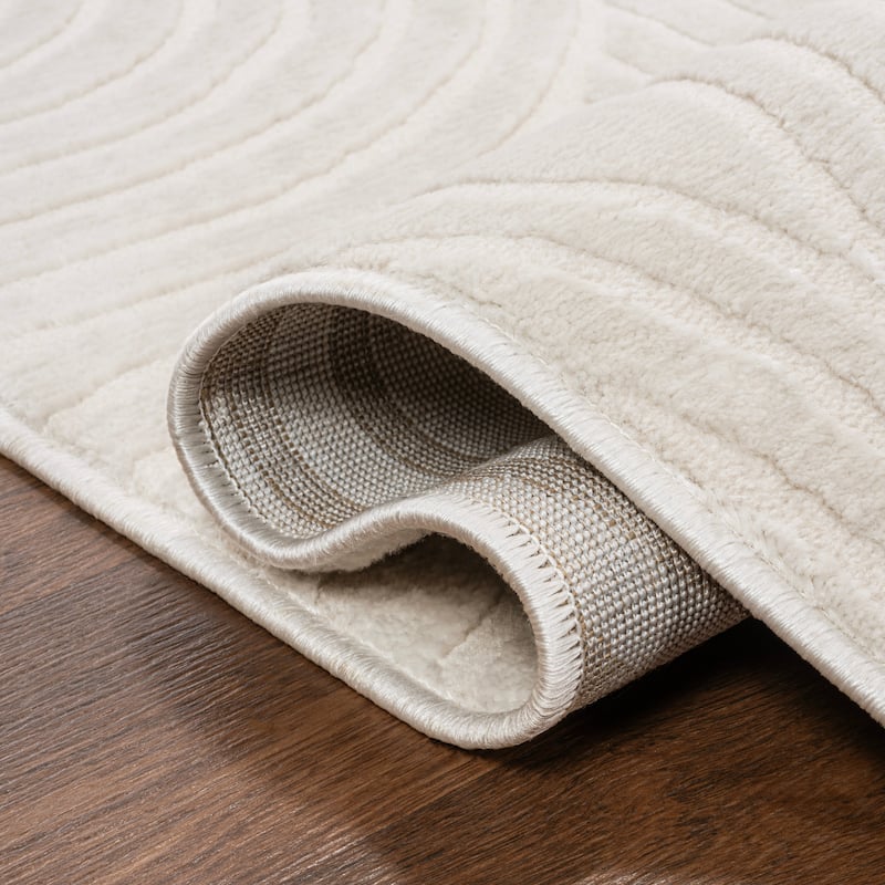 JONATHAN Y Aelius MidCentury Art Deco Striped Arches Two-Tone High-Low Area Rug