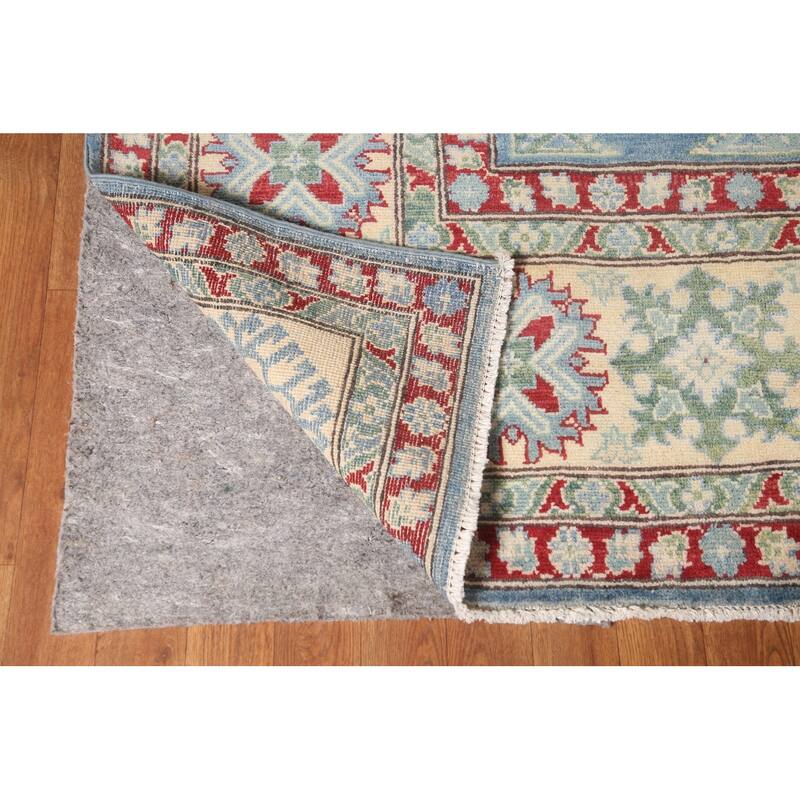 Blue Geometric Kazak Oriental Area Rug Handmade Wool Carpet - 9'2" x 12'4"