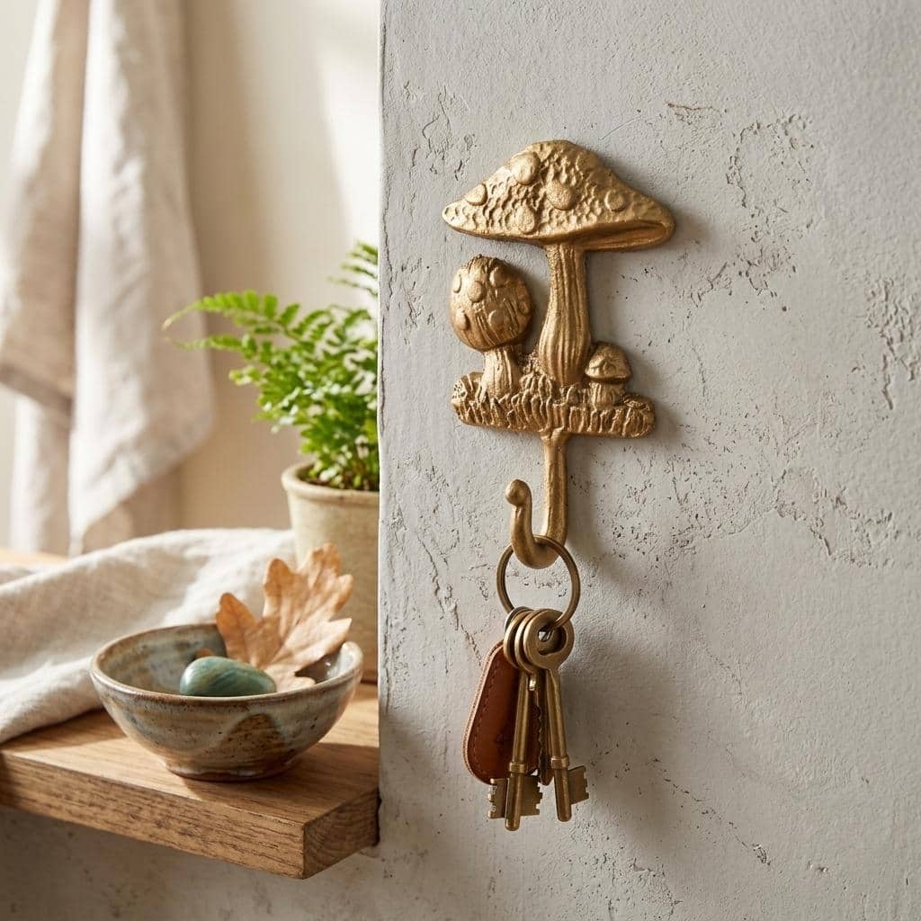 Mythra Golden Mushroom Medley Cast Iron Wall Hook