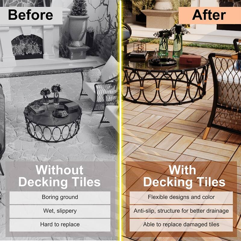 1 ft. x 1 ft. Acacia Wood Outdoor Interlocking Deck Tiles, Box of 20