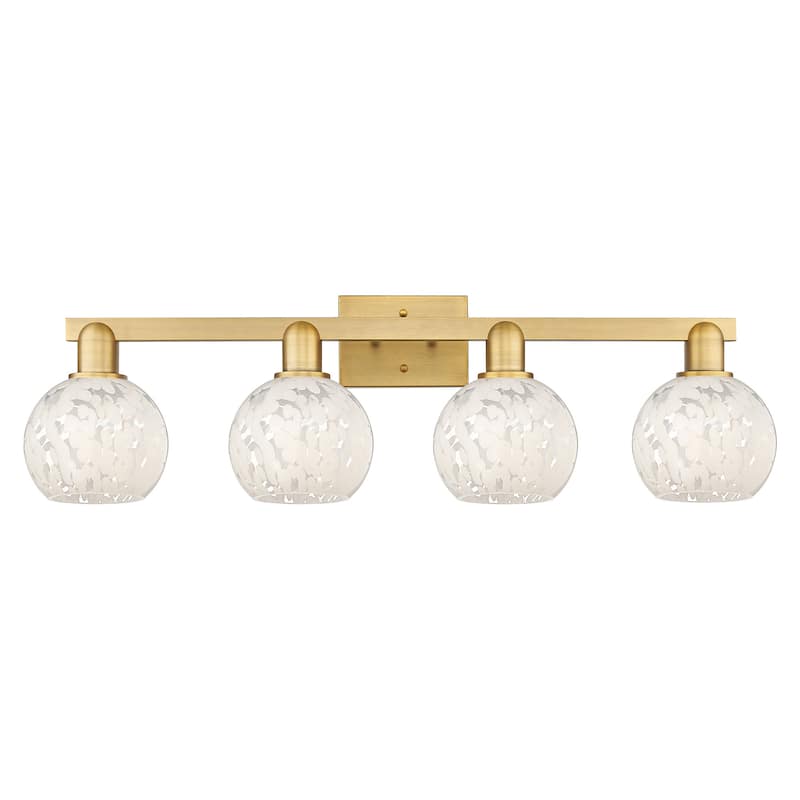 Innovations Lighting 716-4W-10-33 White Mouchette Vanity White - Brushed Brass / White Mouchette