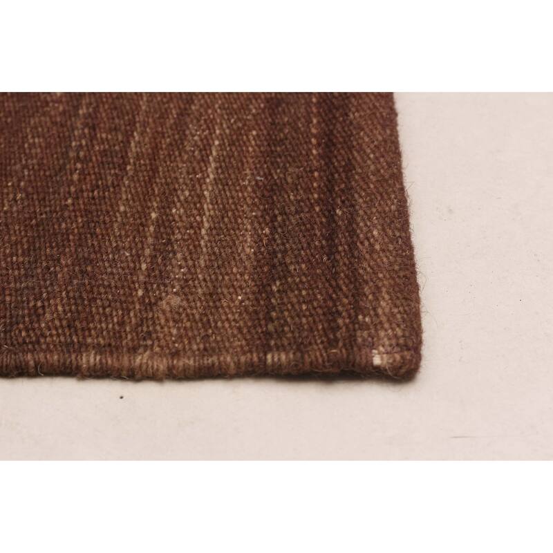 ECARPETGALLERY Flat-Weave Boho Brown Wool Kilim - 9'0 x 11'11