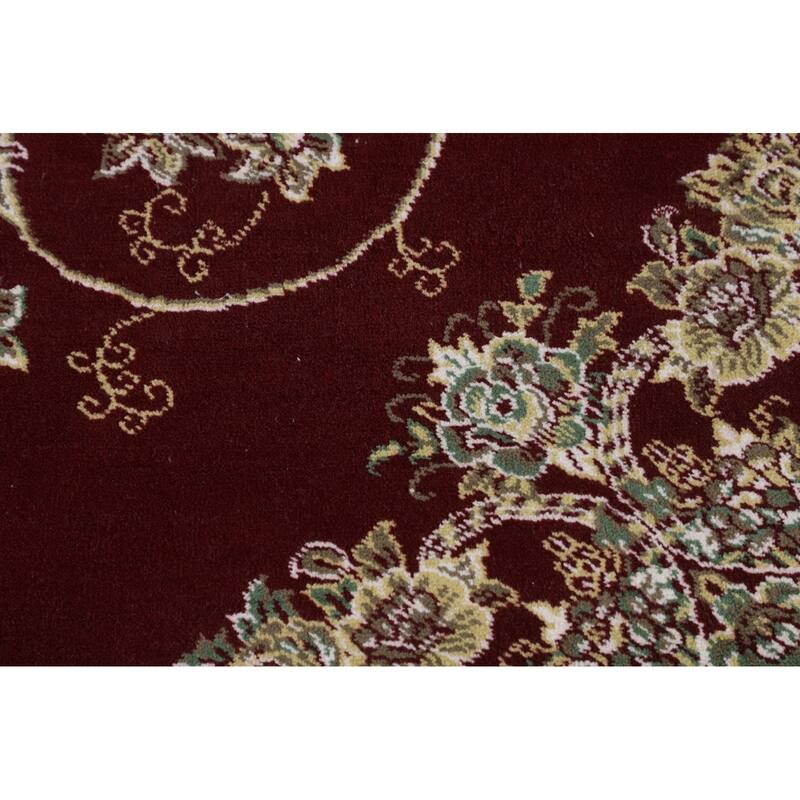 Victorian Style Kashan Turkish Area Rug Machine Made Floral Red Carpet - 6'9" x 9'10"