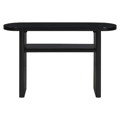 47.8" Elegant Minimalist Console Table with Rounded Edges, Wooden Oval Living Room Sofa Table with Open Storage Shelf