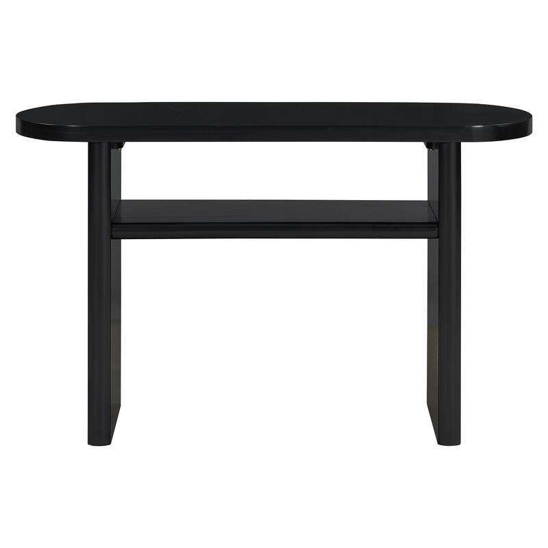 Elegant Minimalist Console Table with Rounded Edges and Sturdy Shelf Design for Entryway, Living Room(Black)