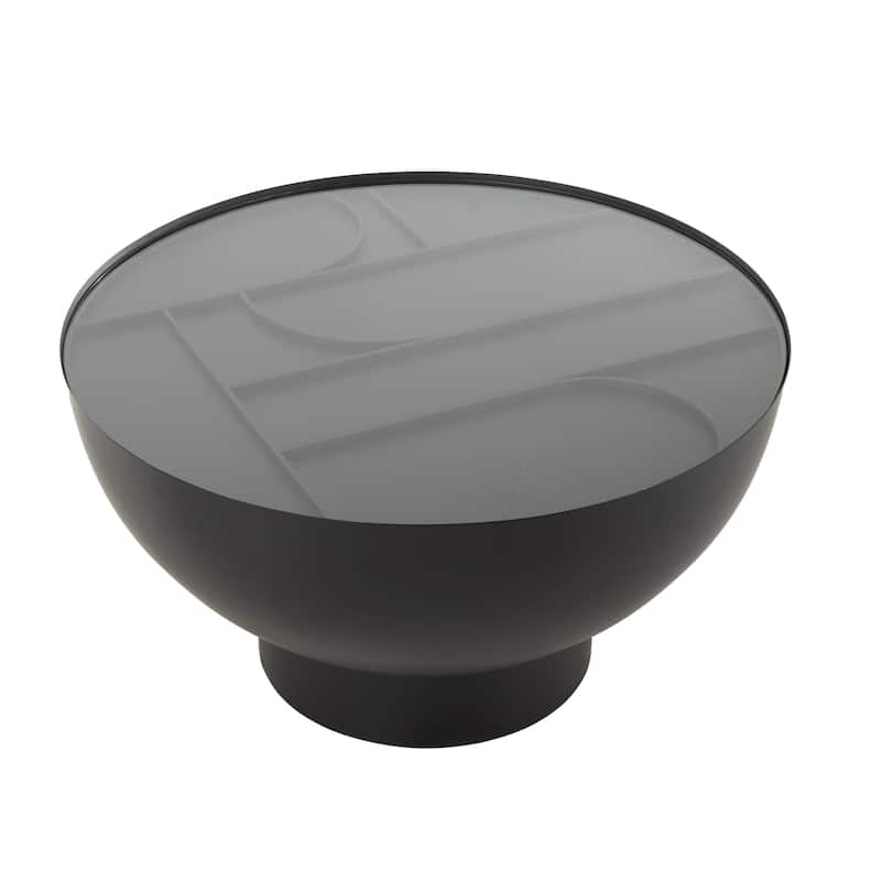 Metal Geometric Accent Table with Glass Tabletop and Elevated Base - Black - Roche River Decor