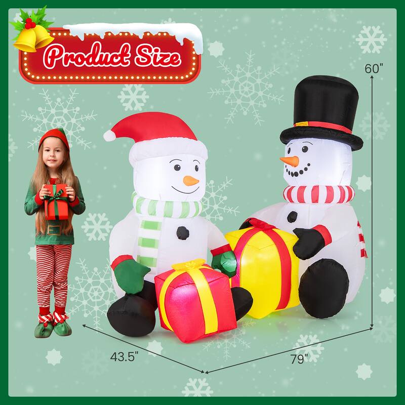 Gymax 5FT Long Christmas Inflatables LED Lighted Xmas Double - See Details