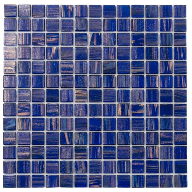 Apollo tile 12" x 12" Celestial Glossy Royal Blue Gold Glass Tile (20 sq ft/case) - 20 Pack