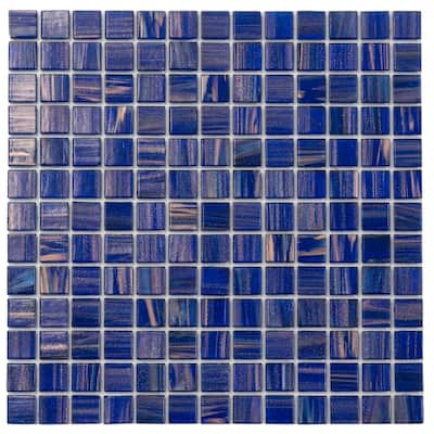 Apollo tile 12" x 12" Celestial Glossy Royal Blue Gold Glass Tile (20 sq ft/case) - 20 Pack