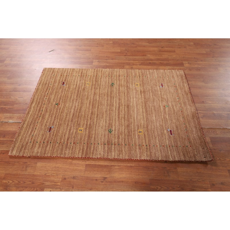 Striped Gabbeh Indian Accent Rug Handmade Wool Carpet - 3'2" x 4'10"