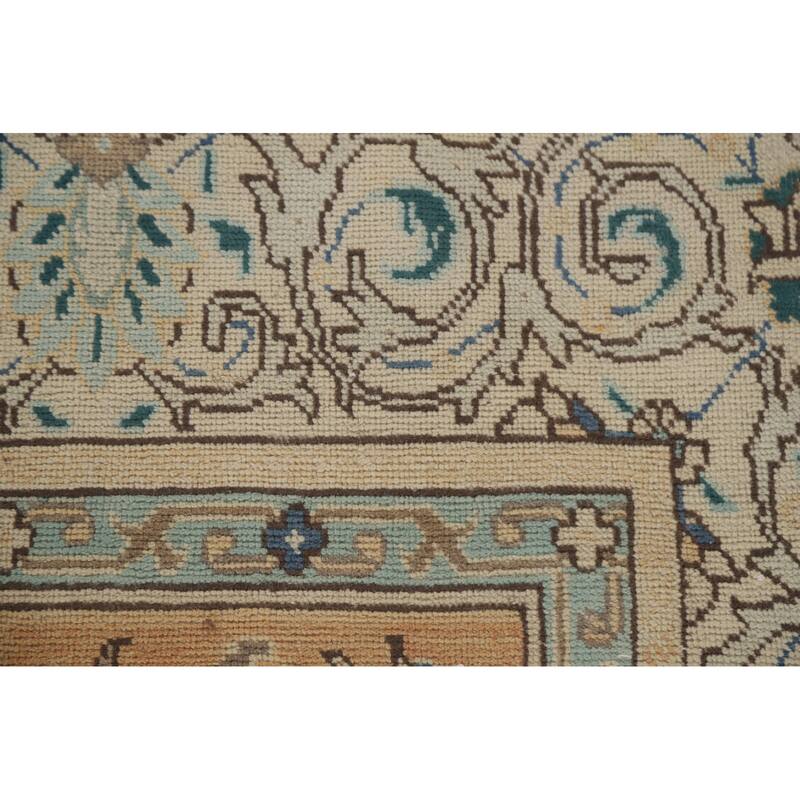 Hand Knotted Oriental 100% Wool Carpet Traditional All-Over Oranges & Rust Tabriz Area Rug - 11' 1'' X 7' 3''
