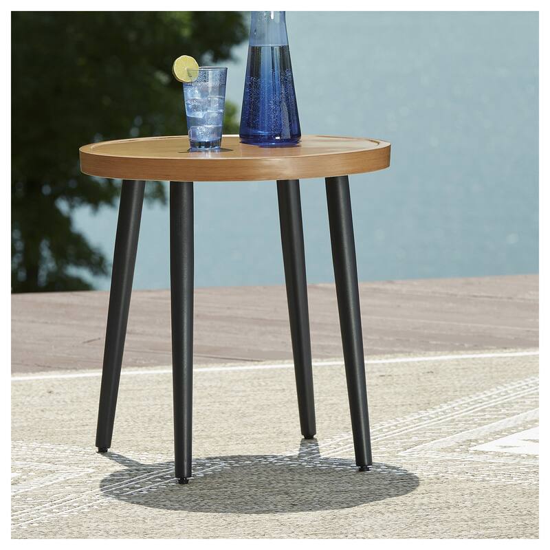 Signature Design by Ashley Horizon Hall Brown/Black Outdoor End Table - 22.13" W x 22.13" D x 22.88" H - Brown/Black - 22.13" W x 22.13" D x 22.88" H
