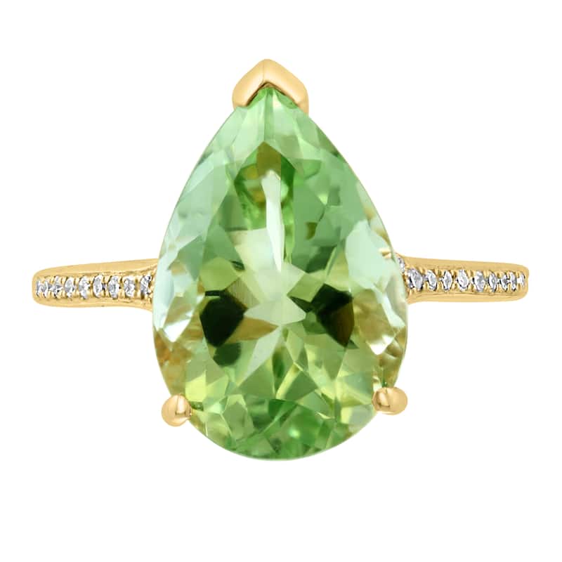 EFFY 14K Gold Diamond,Green Amethyst Pear Ring