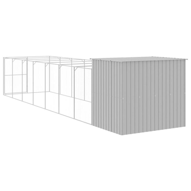 vidaXL Dog House with Run Light Gray/Anthracite multisize Galvanized Steel