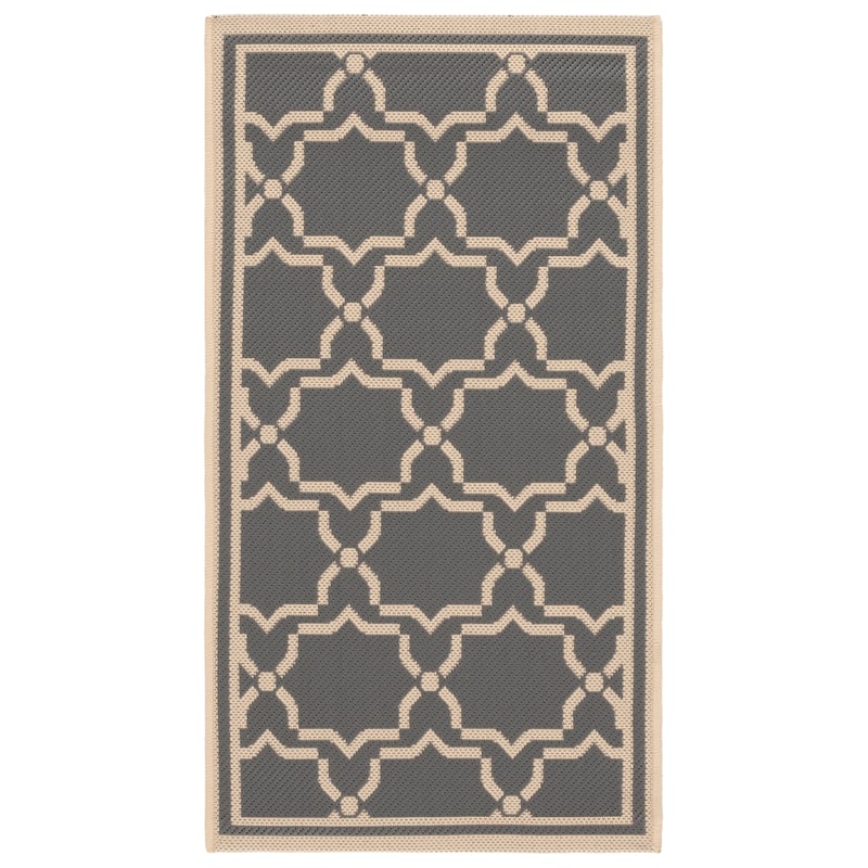 SAFAVIEH Courtyard Gulsin Indoor/ Outdoor Waterproof Patio Backyard Rug - 2' x 3'7" - Anthracite/Beige