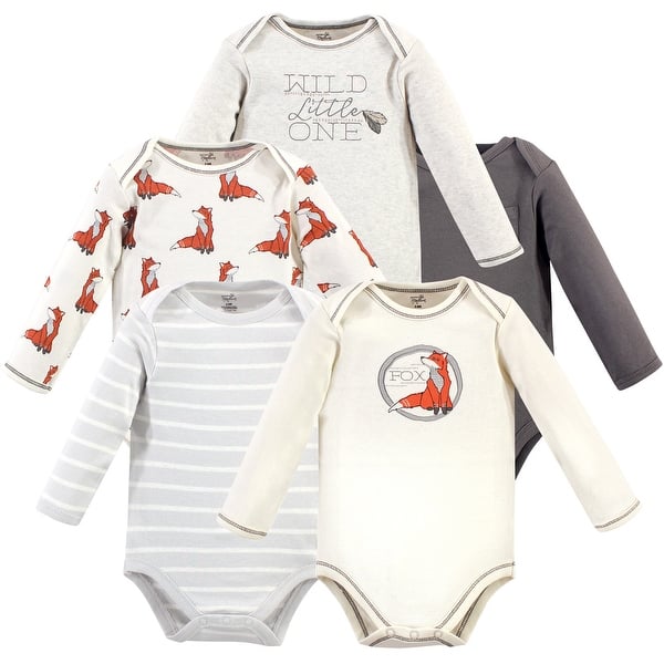 slide 1 of 1, Touched by Nature Baby Boy Organic Cotton Long-Sleeve Bodysuits 5pk, Boho Fox 0-3 Months - Boho Fox