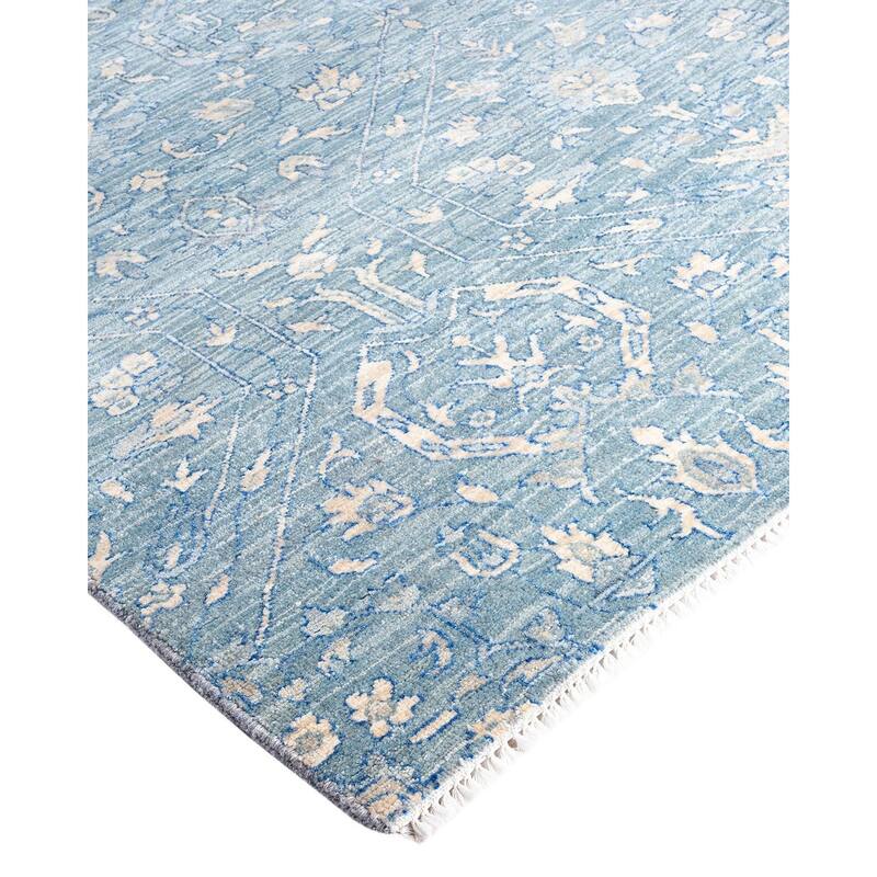 Ikat One-of-a-Kind Hand-Knotted Area Rug, Blue - 9' 0" x 12' 4"