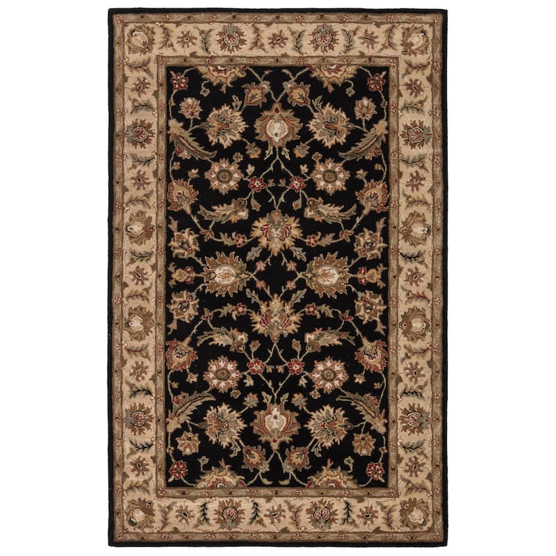 Skylar Handmade Floral Area Rug - 8' x 10' - Black/Beige - Runner/Rectangle