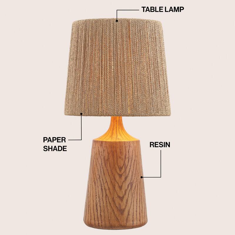 Highland 22.25" Resin/Metal LED Table Lamp with Paper Rope Shade, By JONATHAN Y