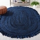 preview thumbnail 62 of 69, SAFAVIEH Handmade Braided Libby Country Cotton Rug with Fringe 3' x 5' Oval - Navy/Black