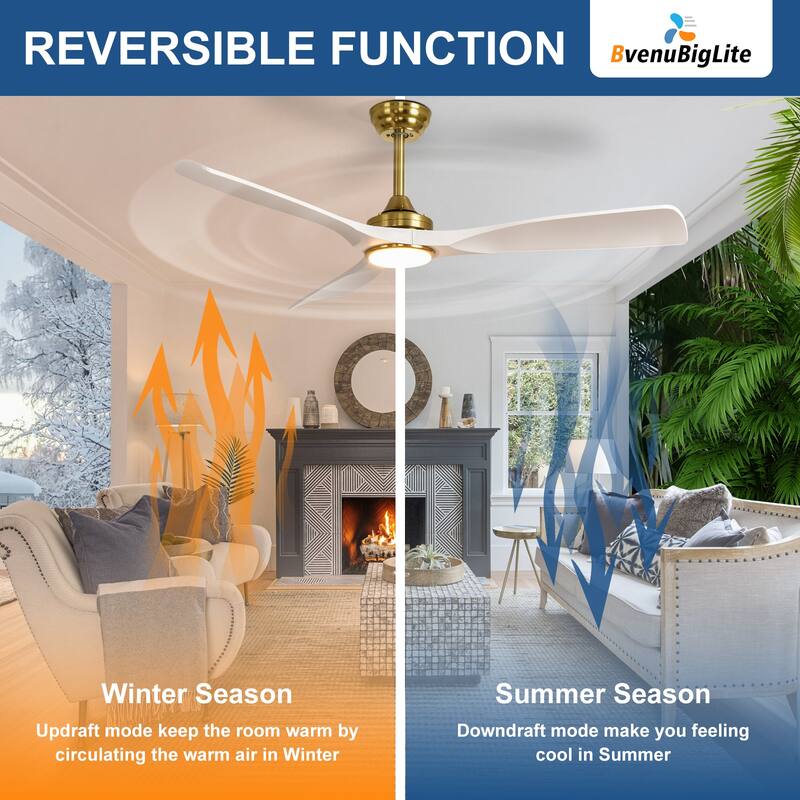 52 in. Indoor/Outdoor Dimmable Ceiling Fan With Light for Patios, Modern Noiseless Ceiling Fan with Remote APP Control