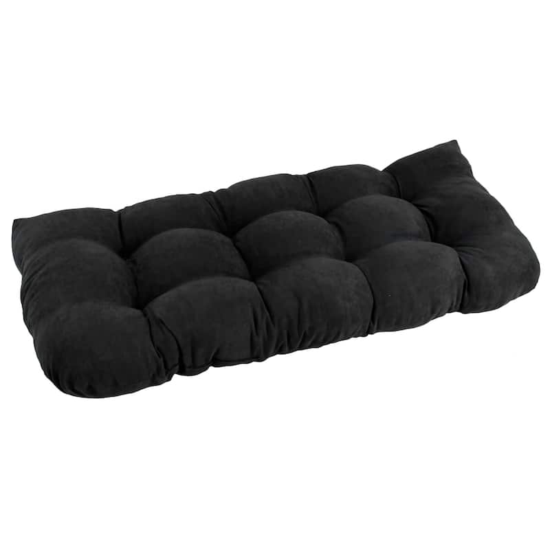42-inch by 19-inch Rounded Back Microsuede Bench Cushion - 42 x 19 - Black