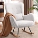 preview thumbnail 1 of 6, BOSSIN Teddy Fabric Nursery Rocking Chair with Side Pocket, High Backrest Accent Chair with Padded Seat and Headrest White