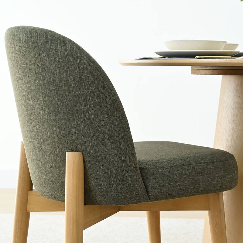 Linen Upholstered Dining Chairs With Solid Wood Legs (Set of 8)