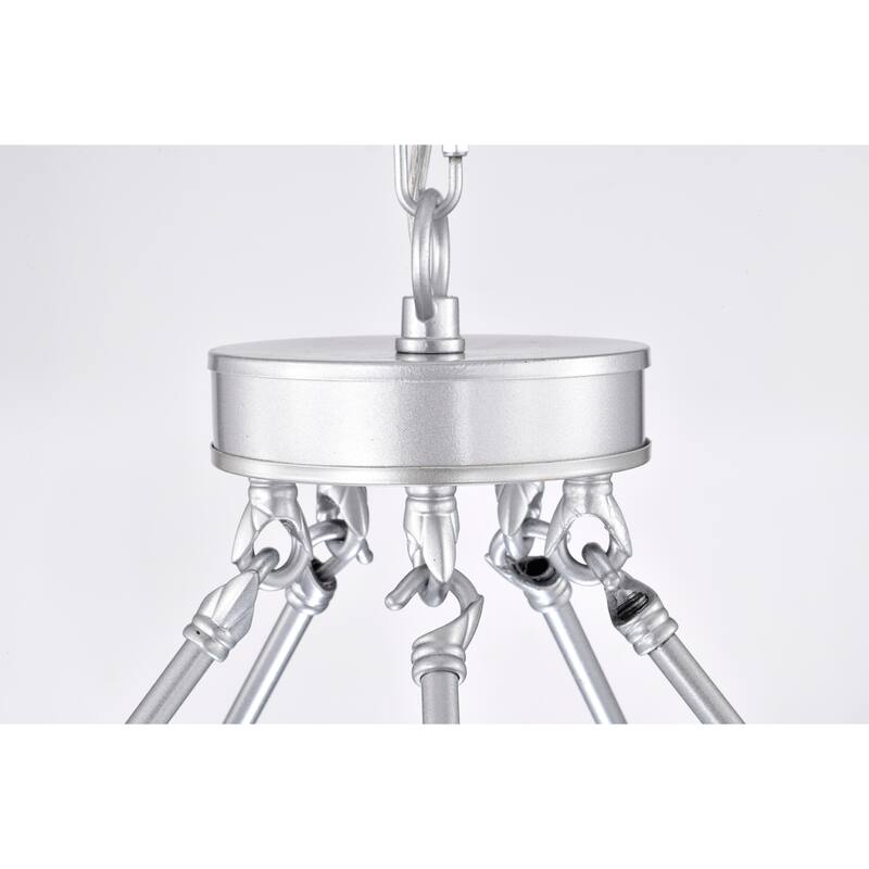 Marcel Candle Style Wagon Wheel 45 Inch Chandelier Metallic Silver Finish 10 Light