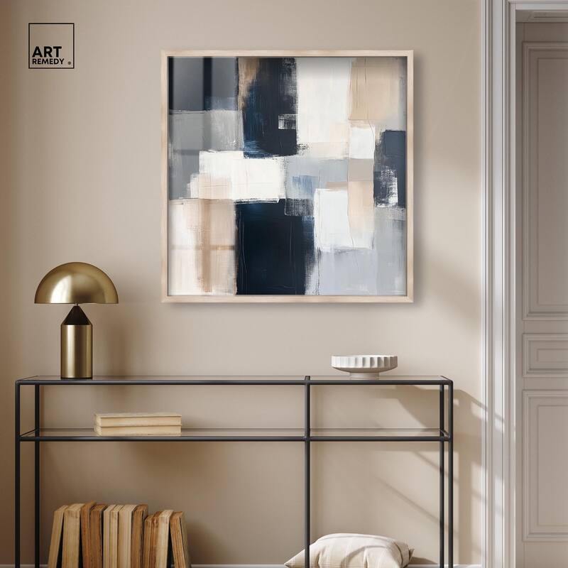 Blue and Tan Abstraction I Shadowbox by Art Remedy